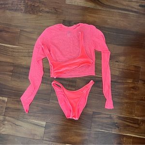 TRIANGL Pink Mesh Bikini Set